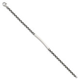 Sterling Silver Antiqued Round Box Chain 8 Inch ID Bar Mens Bracelet